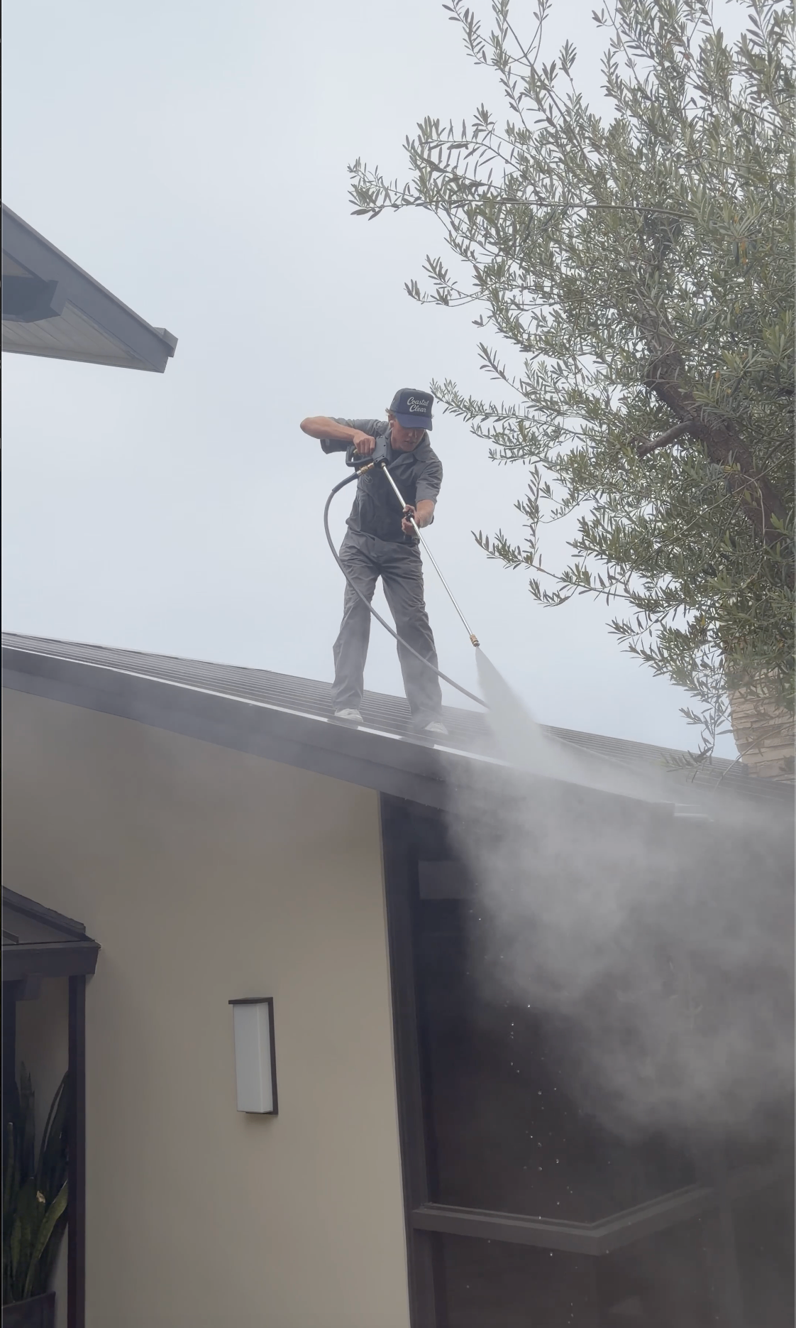 Soft washing a roof